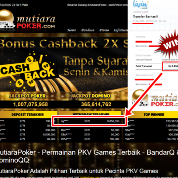 Bukti Withdraw ( 3,850,050,- ) Member Setia MutiaraPoker