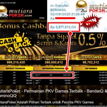 Bukti Withdraw ( 3,871,872,-) Member Setia Mutiarapoker