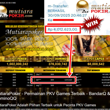 Bukti Withdraw ( 4,012,623,- ) Member Setia MutiaraPoker
