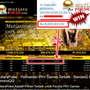 Bukti Withdraw ( 4,020,831,- ) Member Setia MutiaraPoker