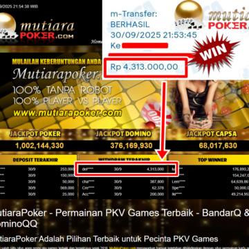 Bukti Withdraw ( 4,313,000,- ) Member Setia MutiaraPoker