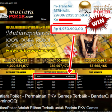 Bukti Withdraw ( 4,950,900,- ) Member Setia MutiaraPoker