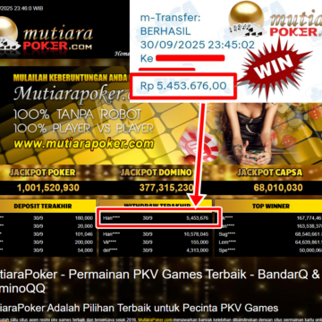 Bukti Withdraw ( 5,453,676,- ) Member Setia MutiaraPoker