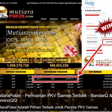 Bukti Withdraw ( 6,203,717,- ) Member Setia MutiaraPoker