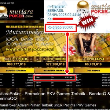 Bukti Withdraw ( 6,365,300,-) Member Setia Mutiarapoker