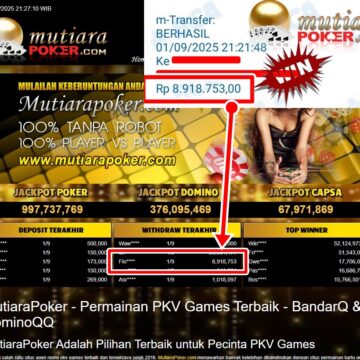Bukti Withdraw ( 8,918,753,-) Member Setia Mutiarapoker