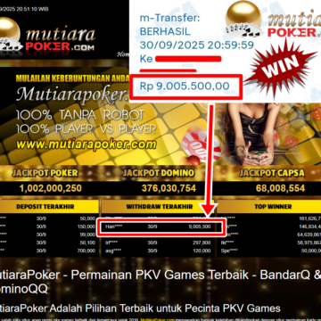 Bukti Withdraw ( 9,005,500,- ) Member Setia MutiaraPoker