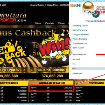 Bukti Withdraw ( 1,750,000,-) Member Setia Mutiarapoker