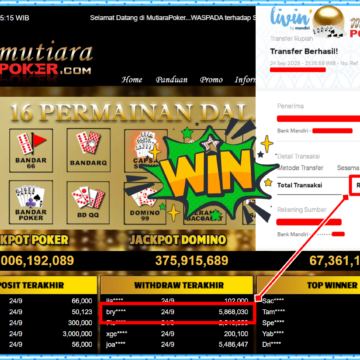 Bukti Withdraw ( 5,868,030,-) Member Setia Mutiarapoker