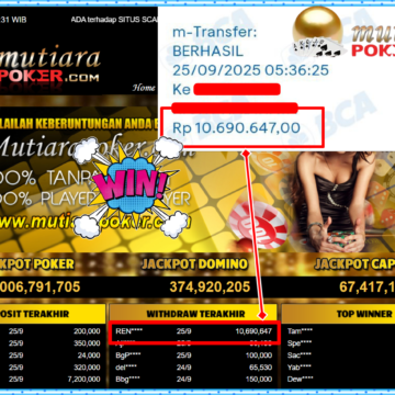 Bukti Withdraw ( 10,690,647,-) Member Setia Mutiarapoker