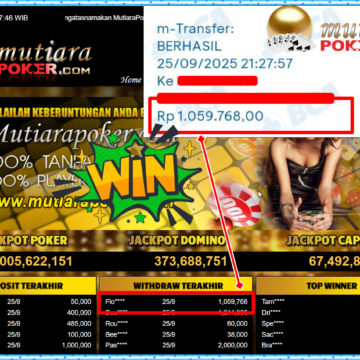 Bukti Withdraw ( 1,059,768,-) Member Setia Mutiarapoker