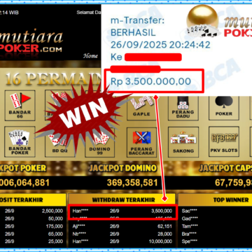 Bukti Withdraw ( 3,500,000,- ) Member Setia MutiaraPoker