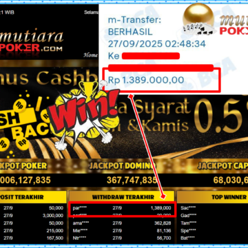 Bukti Withdraw ( 1,389,000,- ) Member Setia MutiaraPoker