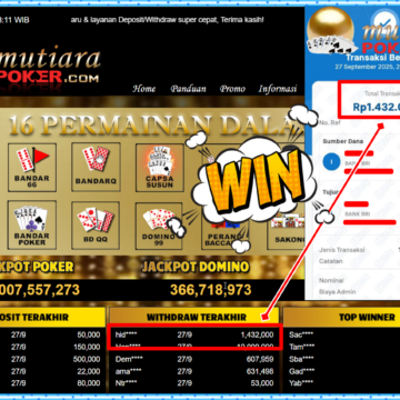 Bukti Withdraw ( 1,432,000,- ) Member Setia MutiaraPoker