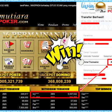 Bukti Withdraw ( 5,537,042,- ) Member Setia MutiaraPoker