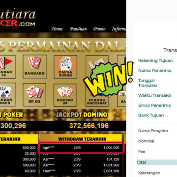 Bukti Withdraw ( 1,000,000,- ) Member Setia MutiaraPoker
