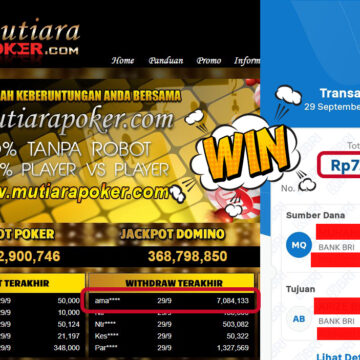 Bukti Withdraw ( 7,084,133,- ) Member Setia MutiaraPoker