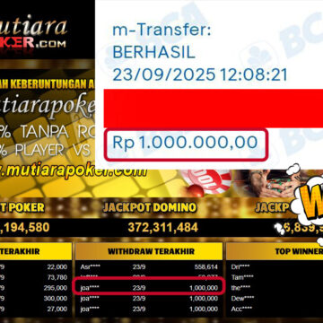 Bukti Withdraw ( 1,000,000,- ) Member Setia MutiaraPoker