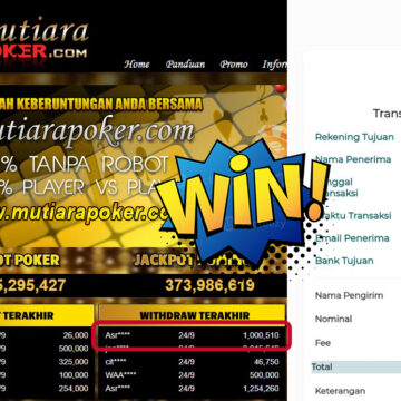 Bukti Withdraw ( 1,000,510,- ) Member Setia MutiaraPoker