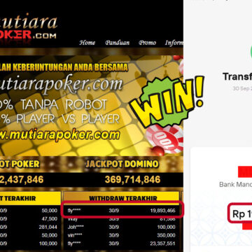 Bukti Withdraw ( 19,893,466,- ) Member Setia MutiaraPoker