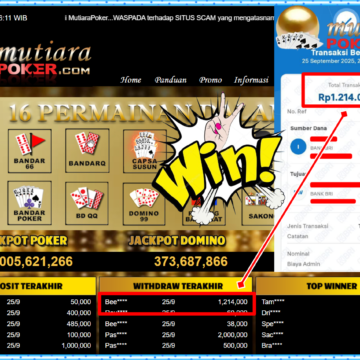 Bukti Withdraw ( 1,214,000,-) Member Setia Mutiarapoker