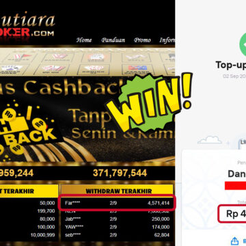 Bukti Withdraw ( 4,571,414,- ) Member Setia MutiaraPoker