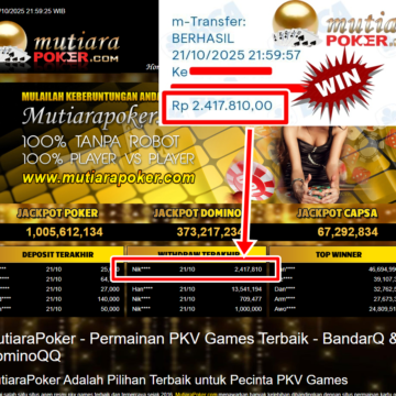 Bukti Withdraw ( 2,417,810,- ) Member Setia MutiaraPoker