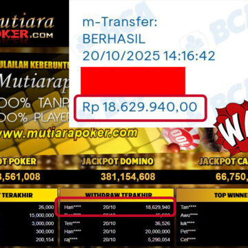 Bukti Withdraw ( 18,629,940,- ) Member Setia MutiaraPokerc