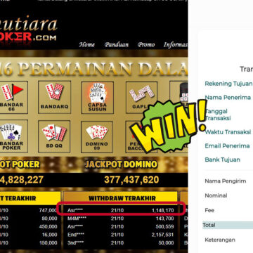 Bukti Withdraw ( 1,148,170,- ) Member Setia MutiaraPokerc