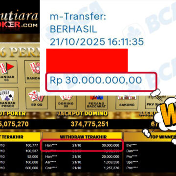 Bukti Withdraw ( 30,000,000,- ) Member Setia MutiaraPokerc