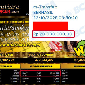 Bukti Withdraw ( 20,000,000,- ) Member Setia MutiaraPokerc