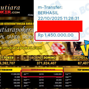 Bukti Withdraw ( 1,450,000,- ) Member Setia MutiaraPokerc