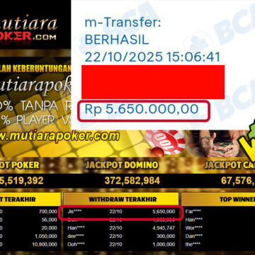 Bukti Withdraw ( 5,650,000,- ) Member Setia MutiaraPokerc