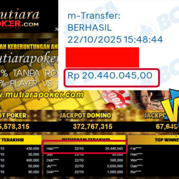 Bukti Withdraw ( 20,440,045,- ) Member Setia MutiaraPokerc