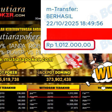 Bukti Withdraw ( 1,012,000,- ) Member Setia MutiaraPokerc