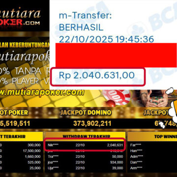 Bukti Withdraw ( 2,040,631,- ) Member Setia MutiaraPokerc