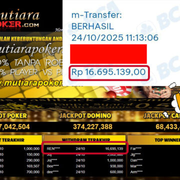 Bukti Withdraw ( 16,695,139,- ) Member Setia MutiaraPokerc