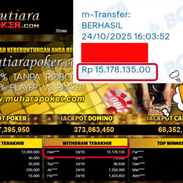 Bukti Withdraw ( 15,178,135,- ) Member Setia MutiaraPokerc