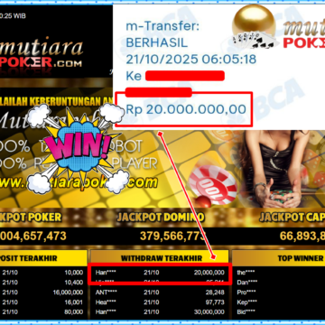 Bukti Withdraw ( 20,000,000,- ) Member Setia MutiaraPokerc