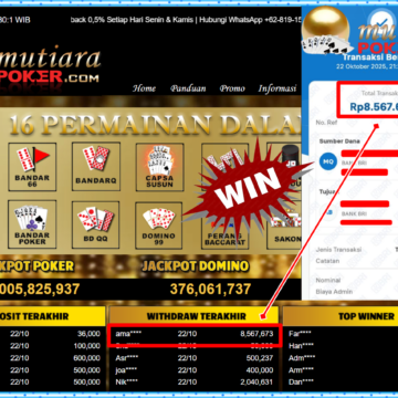 Bukti Withdraw ( 8,567,673,- ) Member Setia MutiaraPokerc