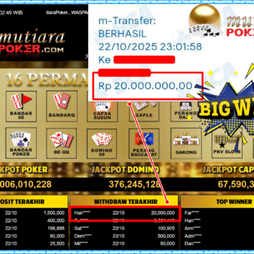 Bukti Withdraw ( 20,000,000,- ) Member Setia MutiaraPokerc