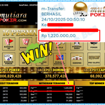 Bukti Withdraw ( 1,220,000,- ) Member Setia MutiaraPoker