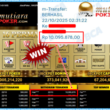 Bukti Withdraw ( 10,095,878,- ) Member Setia MutiaraPokerc