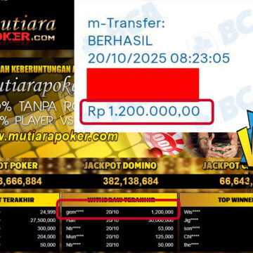 Bukti Withdraw ( 1,200,000,- ) Member Setia MutiaraPoker