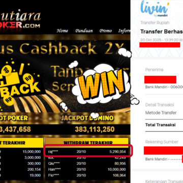 Bukti Withdraw ( 5,290,054,- ) Member Setia MutiaraPokerc