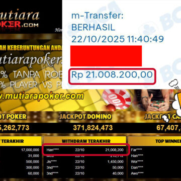 Bukti Withdraw ( 21,008,200,- ) Member Setia MutiaraPokerc