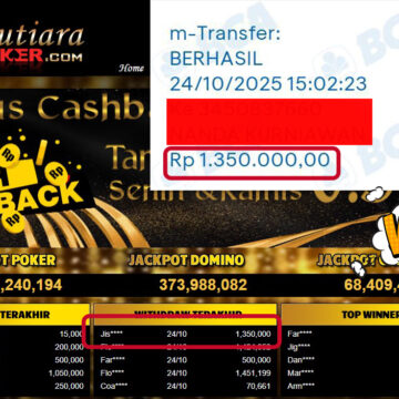 Bukti Withdraw ( 1,350,000,- ) Member Setia MutiaraPokerc