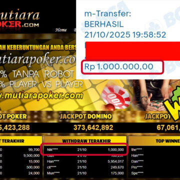 Bukti Withdraw ( 1,000,000,- ) Member Setia MutiaraPokerc