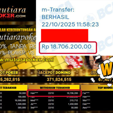 Bukti Withdraw ( 18,706,200,- ) Member Setia MutiaraPokerc