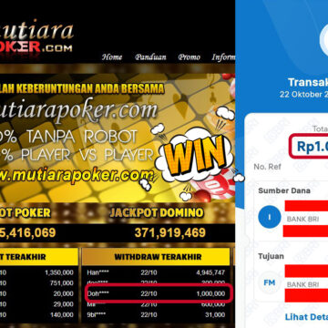 Bukti Withdraw ( 1,000,000,- ) Member Setia MutiaraPokerc